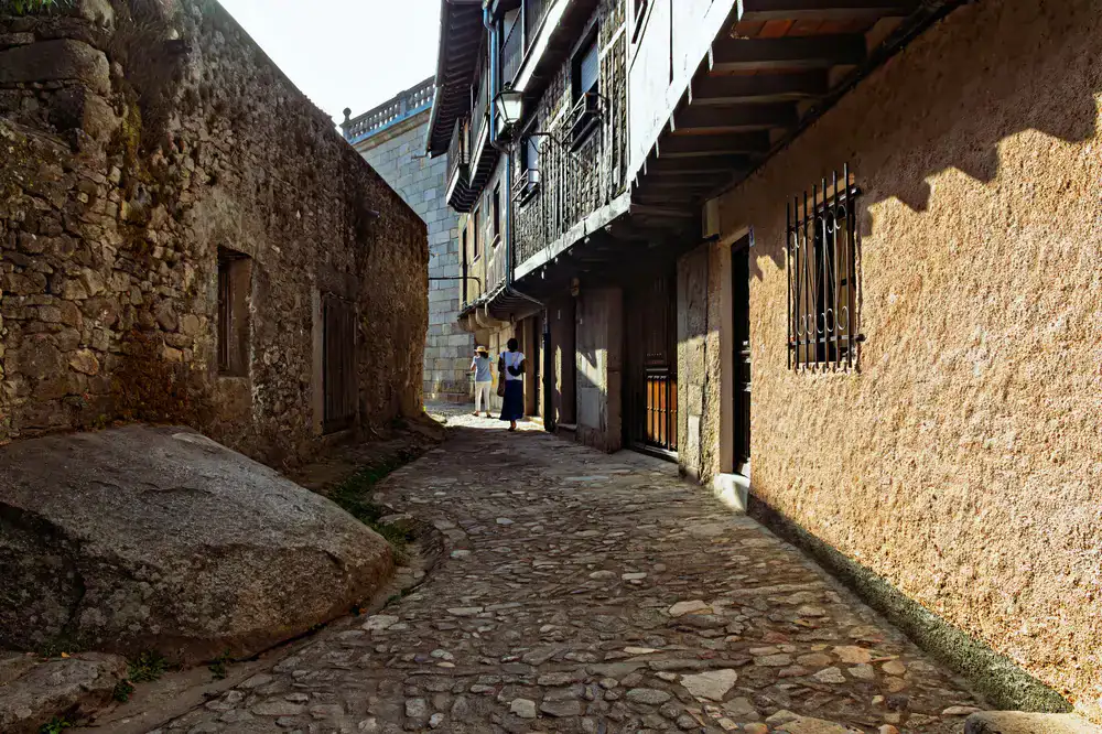Sunlit cobblestone street